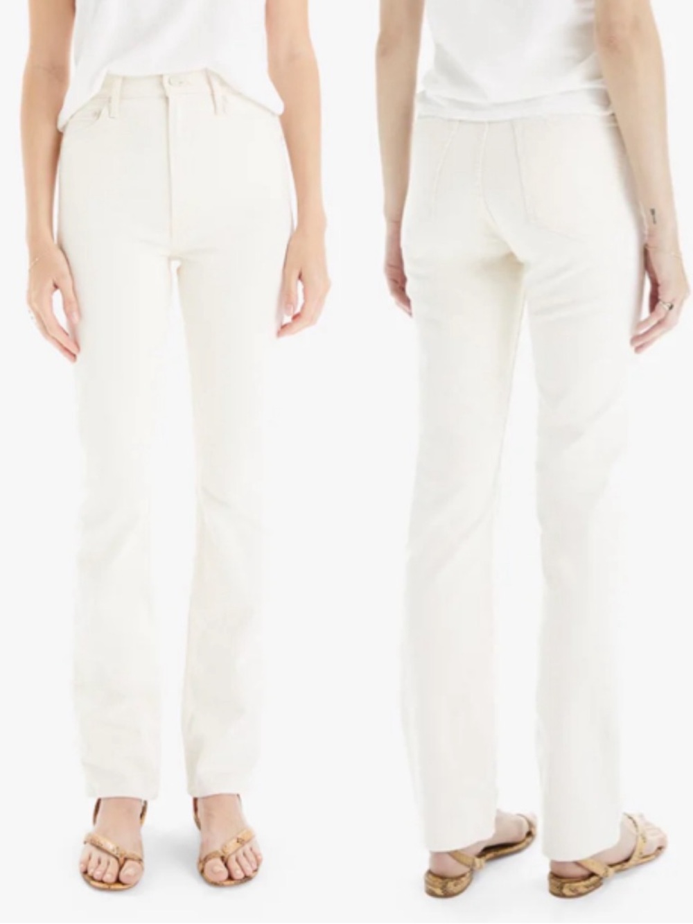 MOTHER Superior Denim - High Waisted Rider Skimp in Act Natural Ivory Off White
